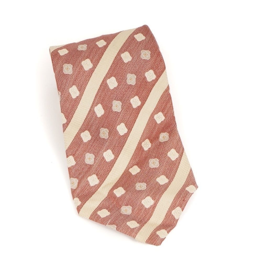 Bally Salmon Colored Floret and‎ Striped 100% Silk Made in Italy Tie